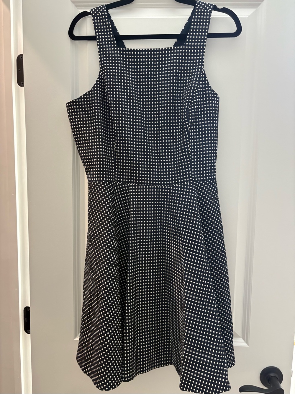 Club Monaco Black and White Polka Dot Fit-and-Flare Dress